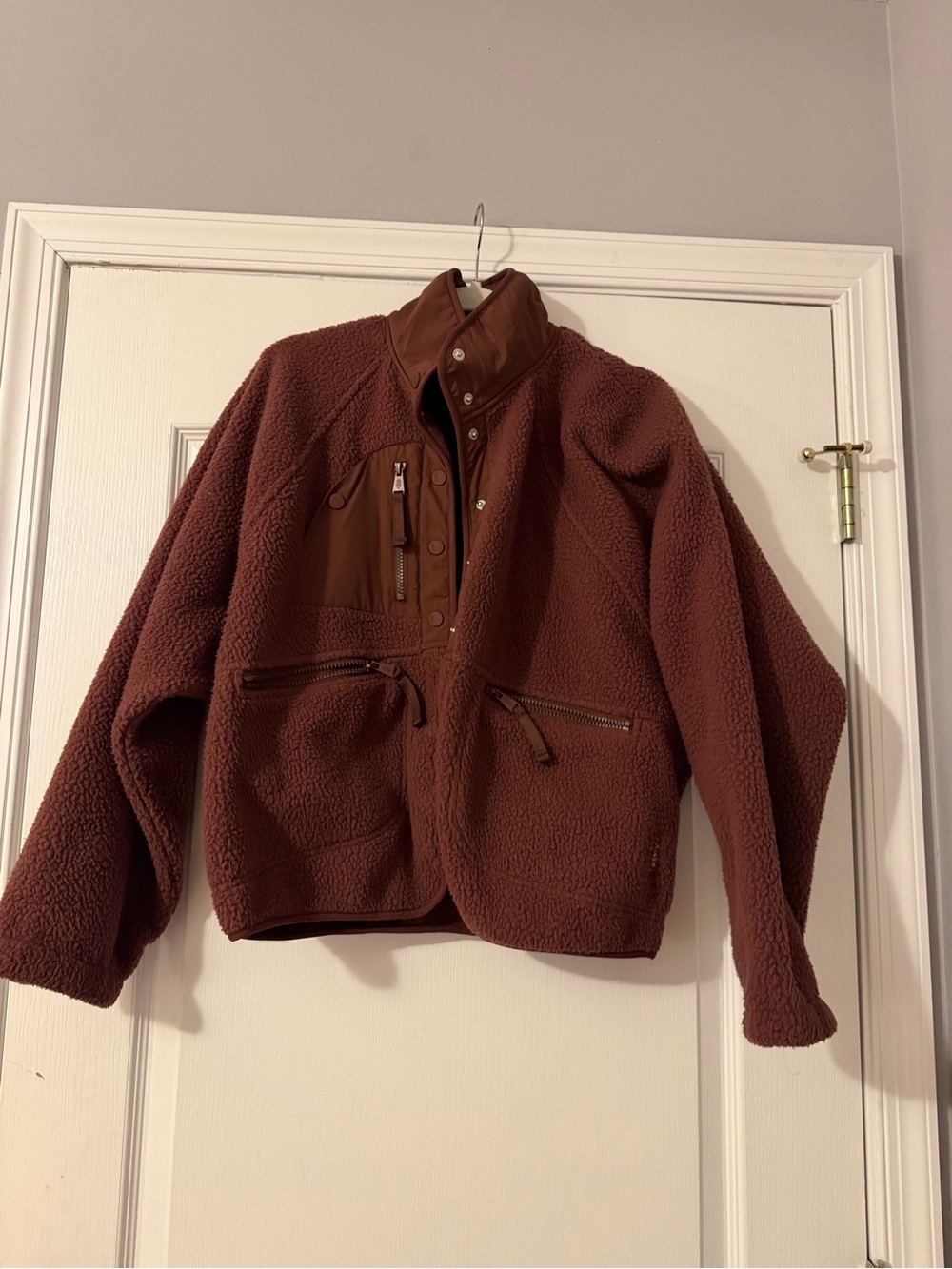 Free People Hit the Slopes Fleece Jacket Bitter Chocolate